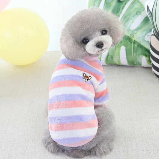 Winter Teddy Bichon Warm Clothing Cat Rainbow Fleece - Fur Retreat