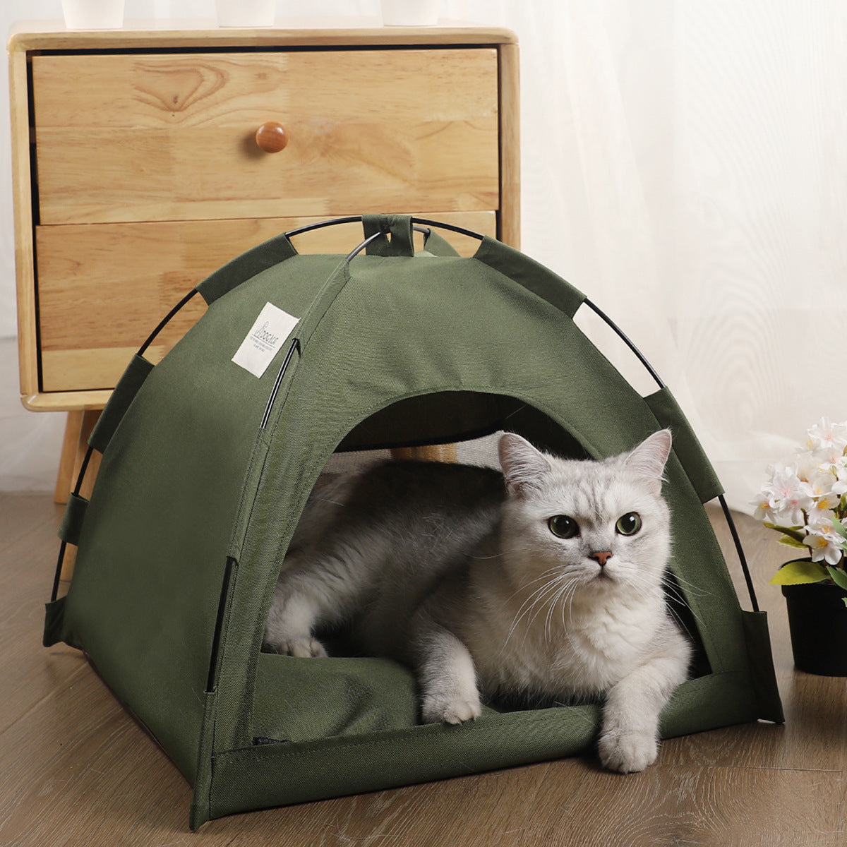 Cat Tent Bed With Removable Non-Slip Soft Pad, Portable Pet Tent Cave For Cats And Small Dogs Kitten Breathable Self-Cooling Pet Mat For Dogs And Cats - Fur Retreat